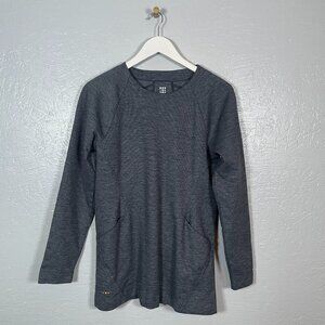 Title Nine Women M Gray She Leads Tunic Ponte Pockets Long Sleeve Athleisure